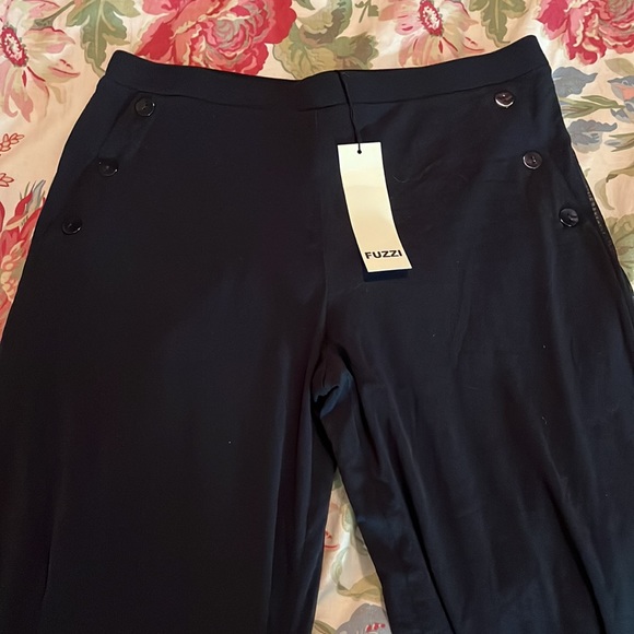 FUZZI Size XXL Sailor Pant 6-Button Pull-On Classic INK Black Stretch $299 NEW - Picture 2 of 13